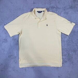 Polo Golf Ralph Lauren Beige Short Sleeve Polo Shirt L Pima Cotton Golf Logo
